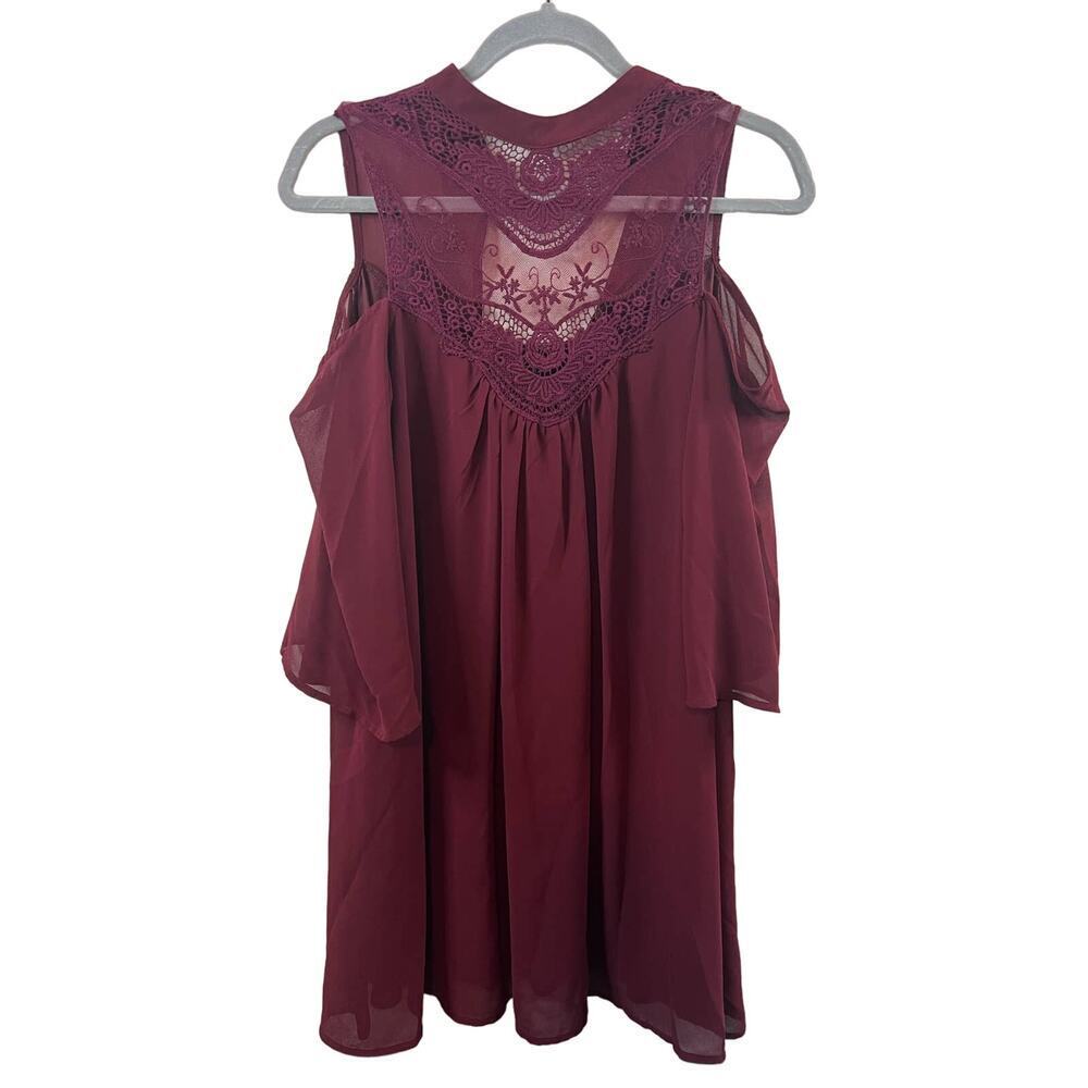 Rue 21 Red Cold Shoulder High Neck Midi Dress Size Small